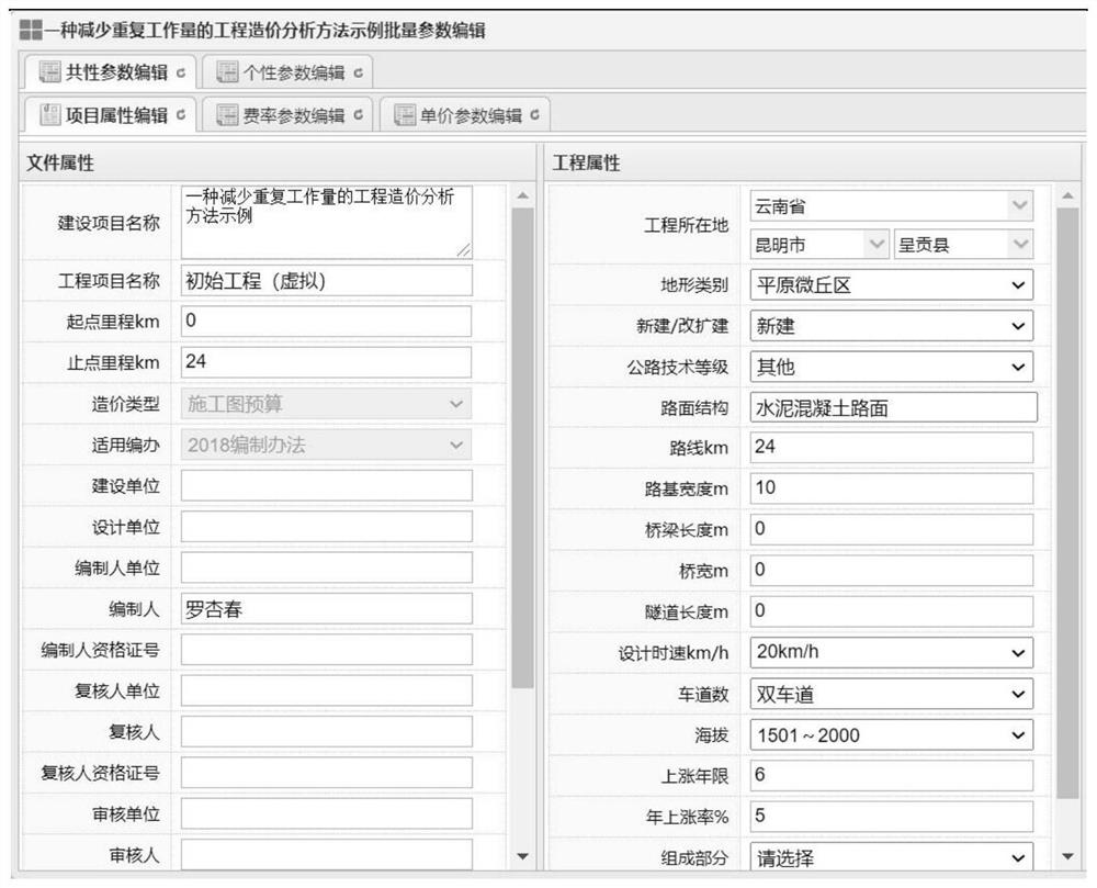 A project cost analysis method and system for reducing repetitive workload