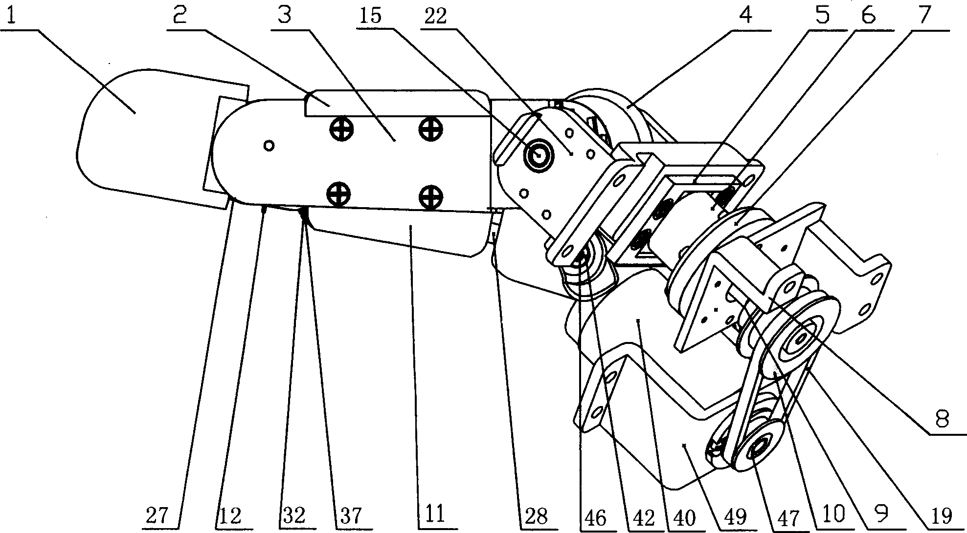 Thumb mechanism of underactuated self-adaptive hand prosthesis