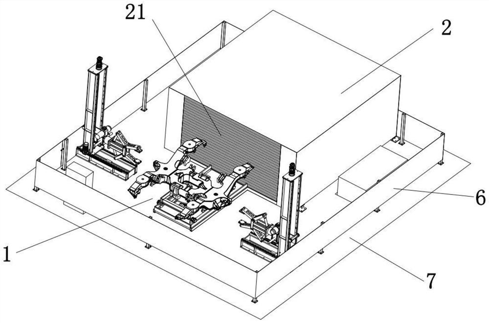 Framework integral magnetic powder inspection device and method