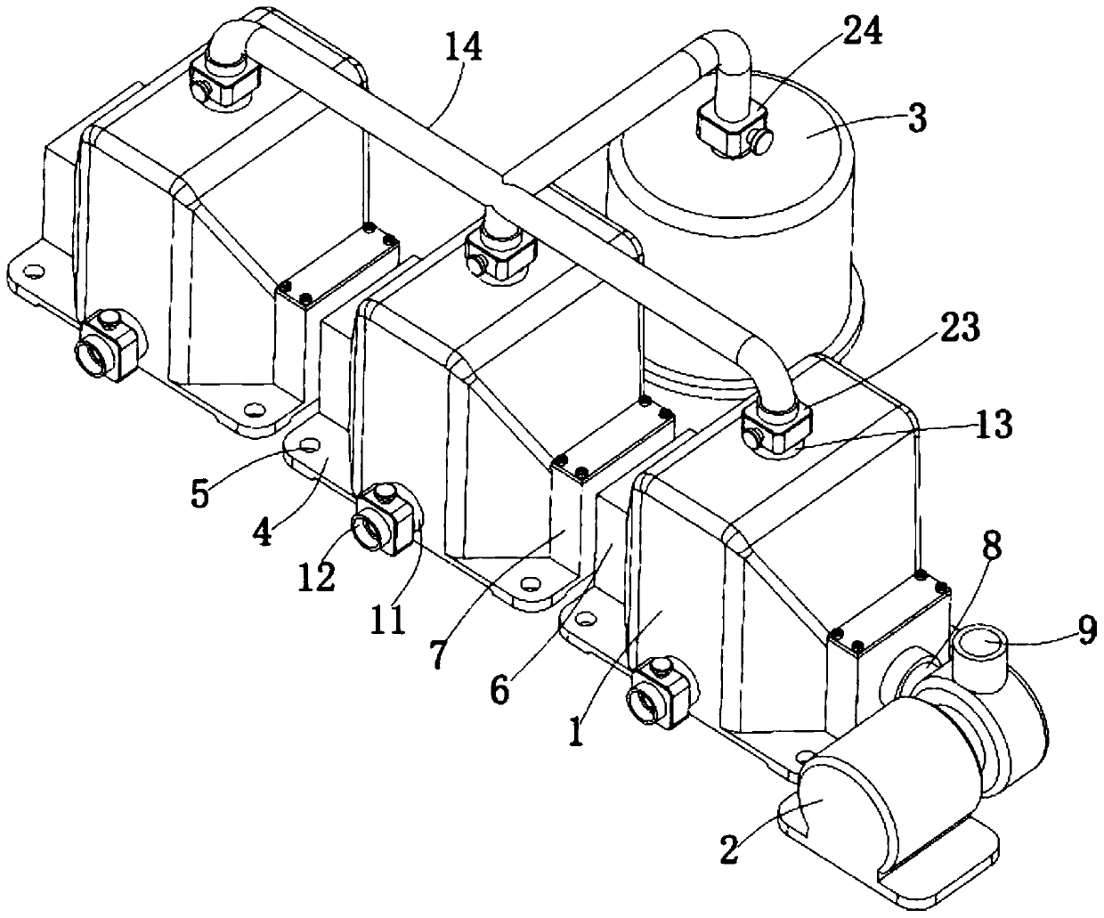 Multi-stage sewage biological treatment tank containing flexible MBR flat film