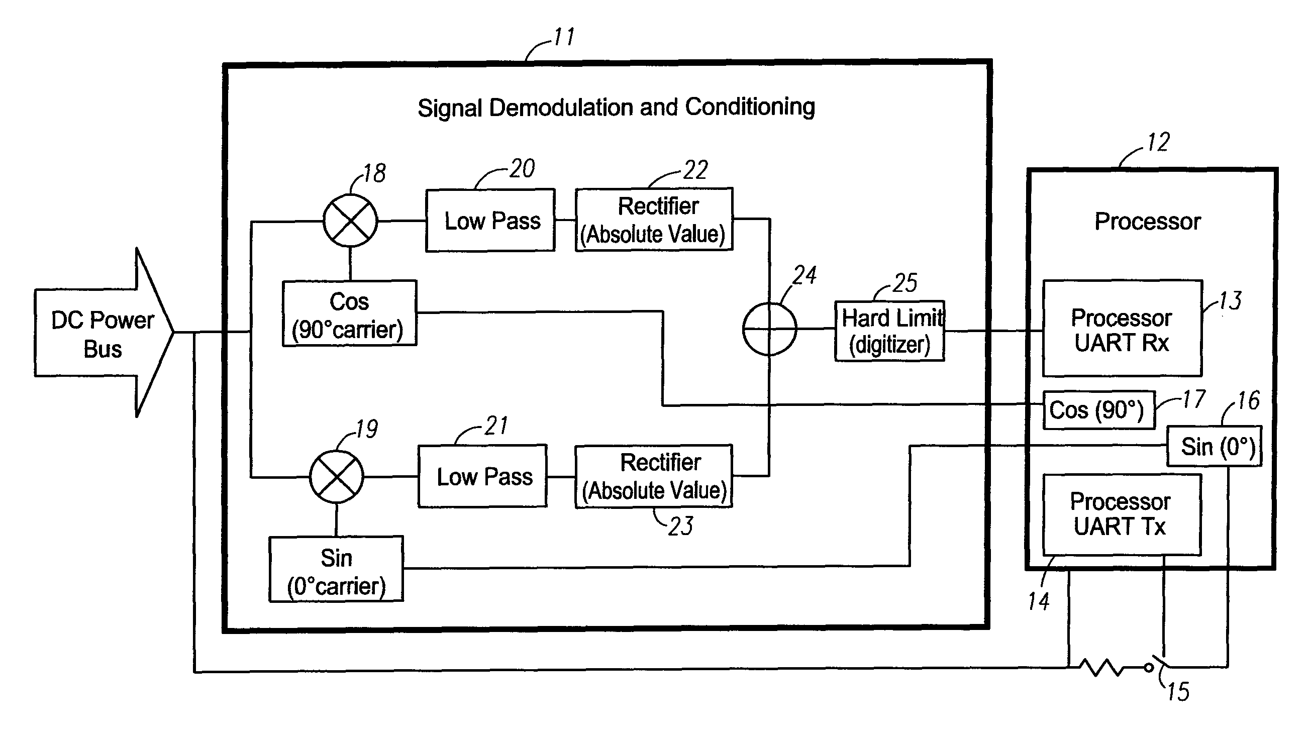 Circuit for communication over DC power line using high temperature electronics