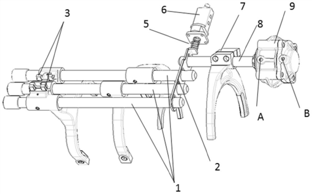 A pneumatic control mechanism for a transmission with a main and auxiliary case structure