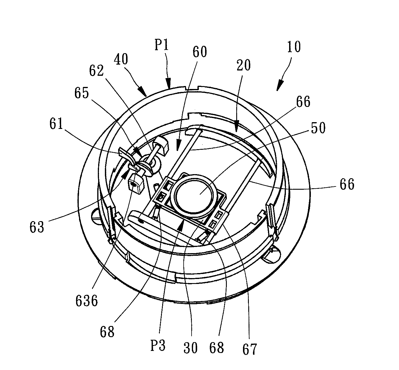 Lens assembly with an image sensor backoff mechanism