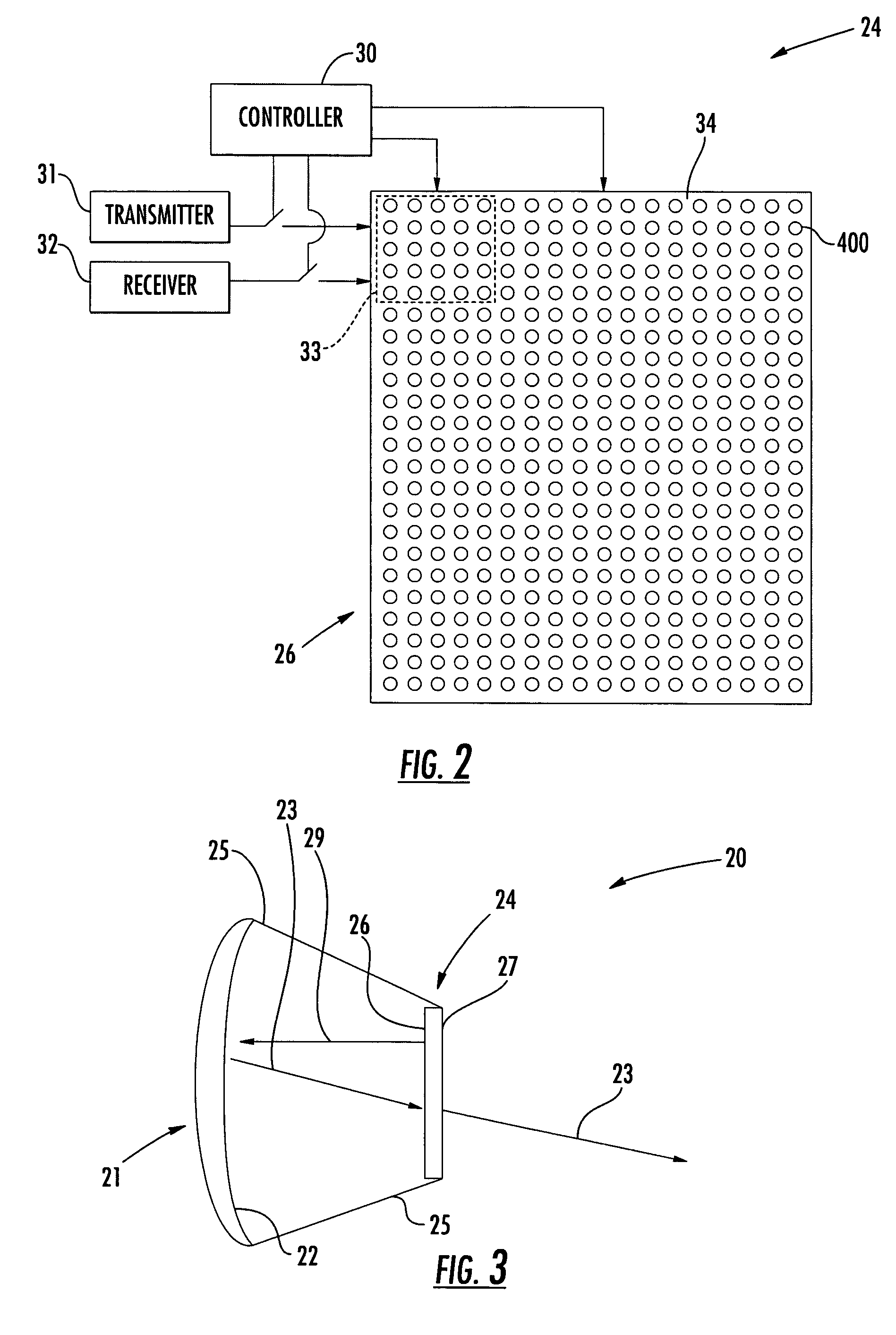 Reflector antenna system including a phased array antenna operable in multiple modes and related methods