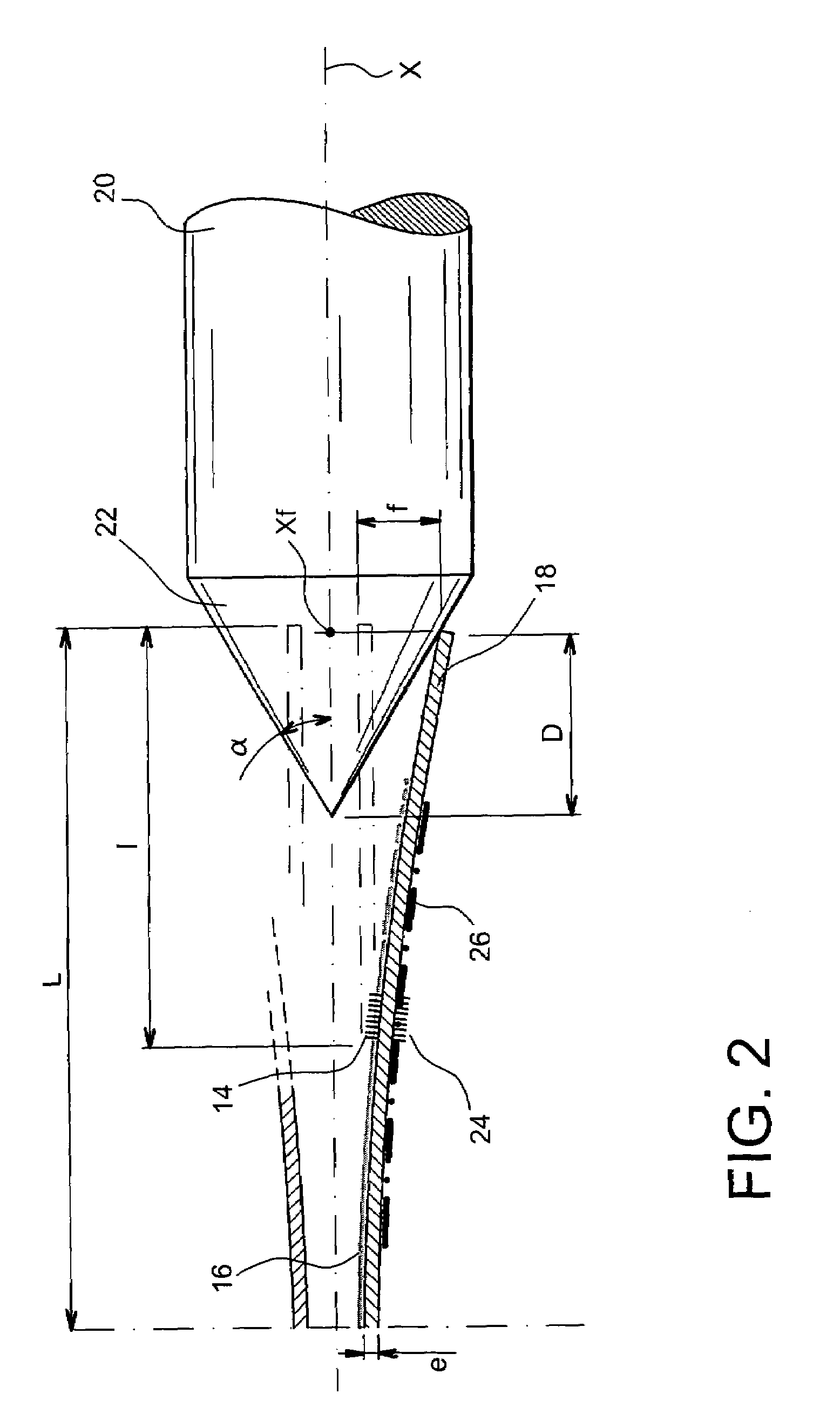 Extensometer comprising a flexible sensing element and Bragg gratings