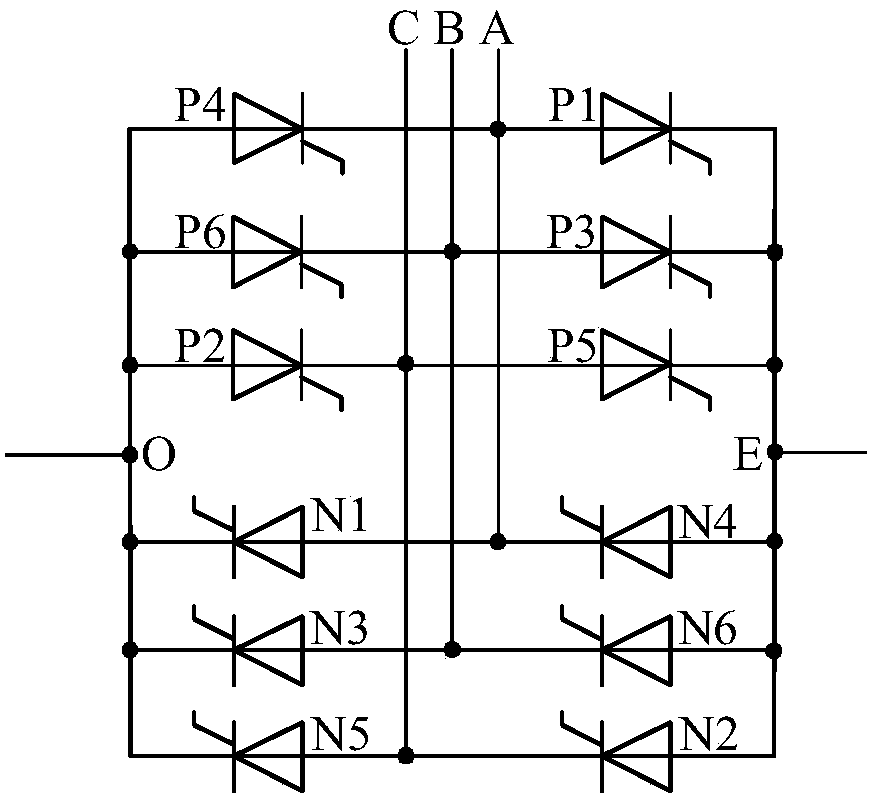 A method for series triple-phase hopping AC-AC frequency conversion