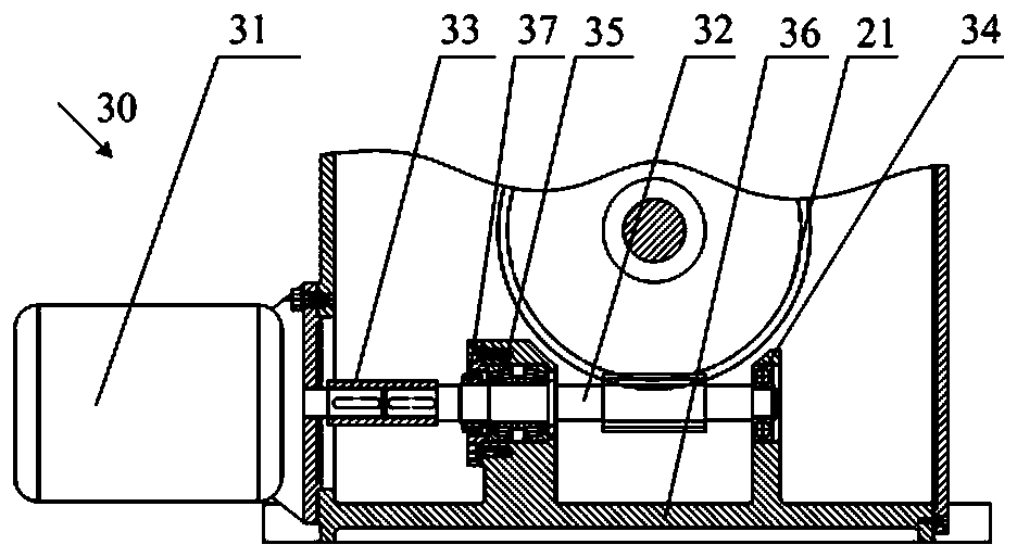 Gear hanging wheel mechanism of internal-meshing forced movement chain roller mill
