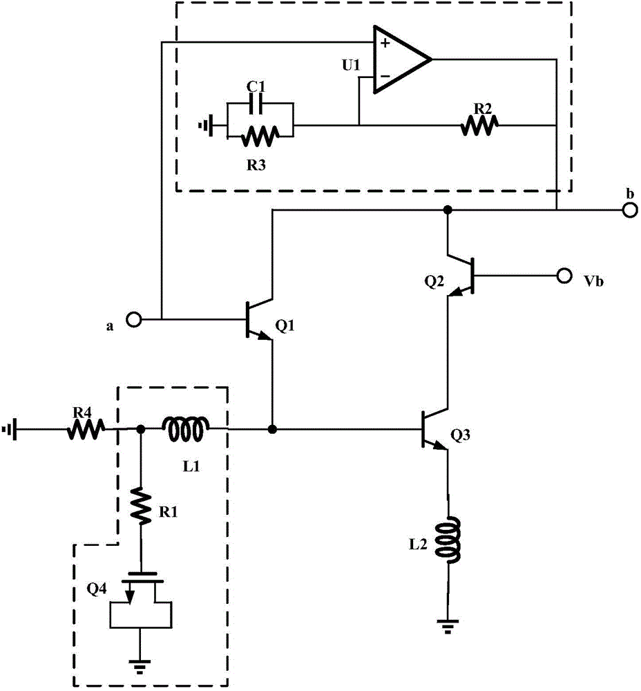 Wideband amplifier circuit of Darlington structure