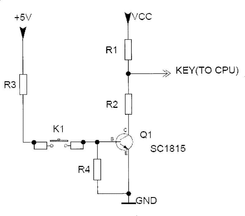 Light touch switch type key circuit