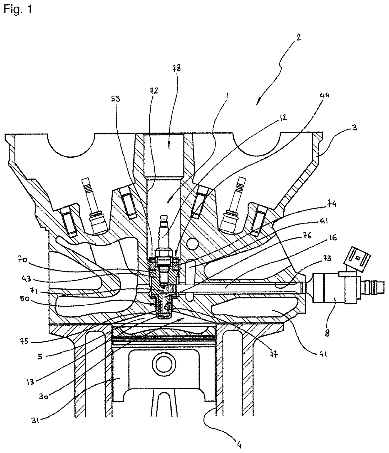 Ignition insert with an active pre-chamber