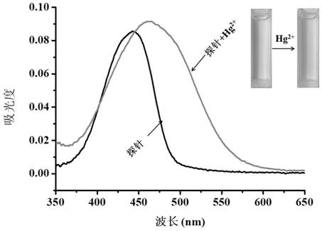 A kind of high-efficiency detection mercury ion probe, preparation method and application