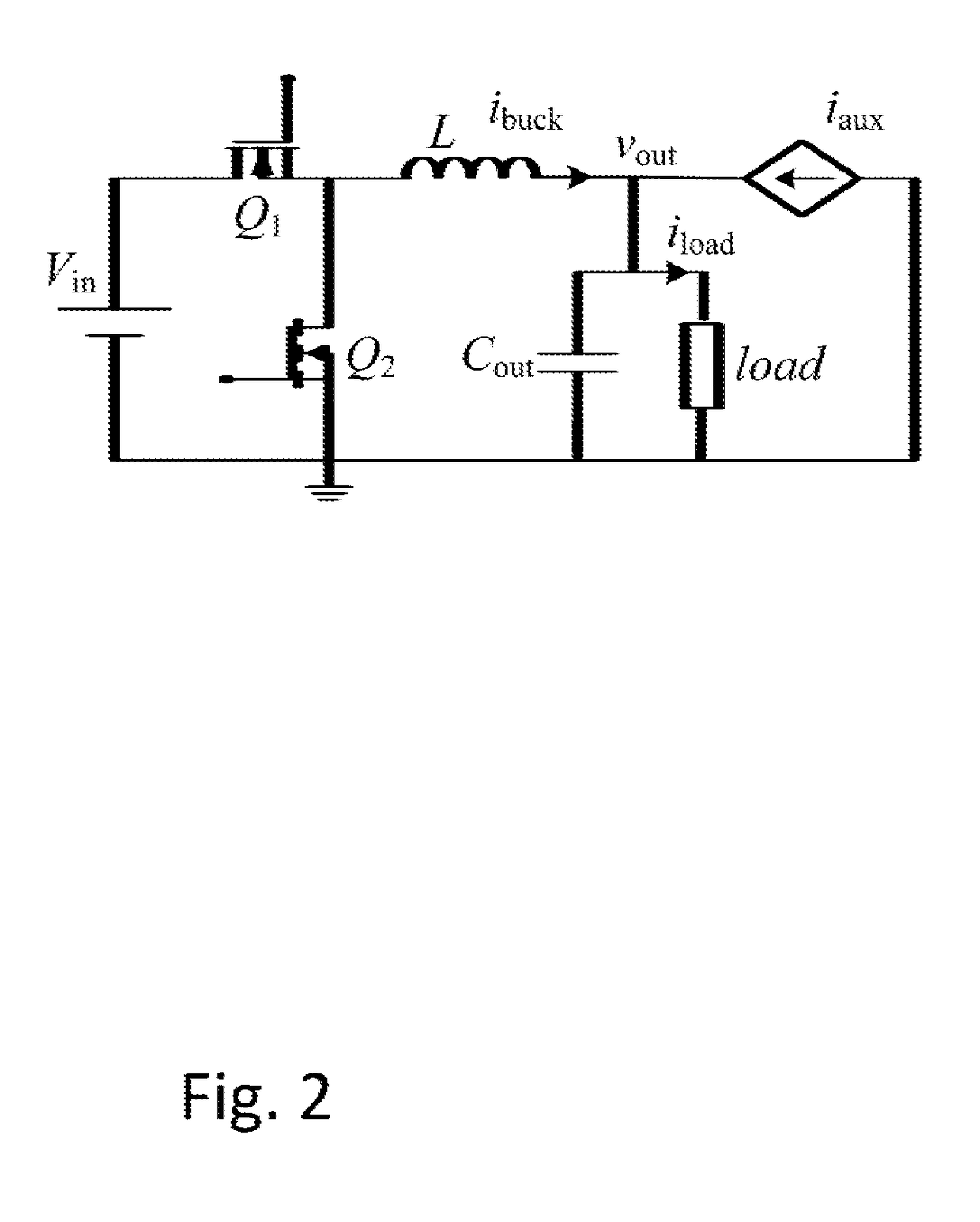 A voltage regulator module using a load-side auxiliary gyrator circuit