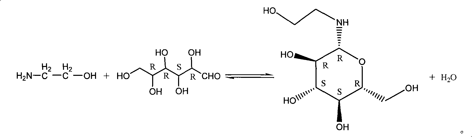 Piping production process of N-(2-hydroxyethyl)-beta-D-pyran glucosamine