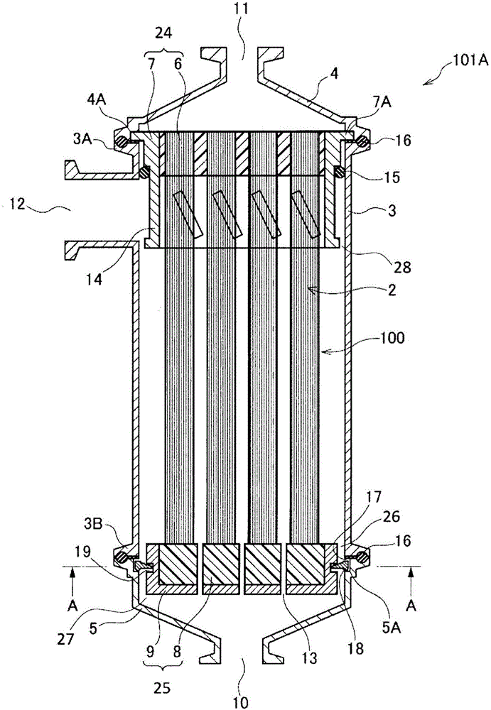 Cartridge type hollow fiber membrane module