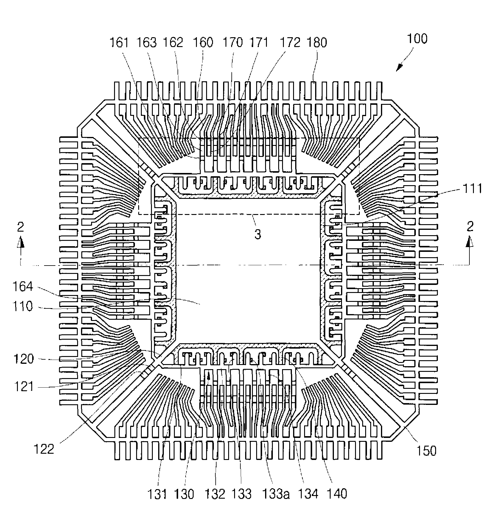 Increased I/O leadframe and semiconductor device including same