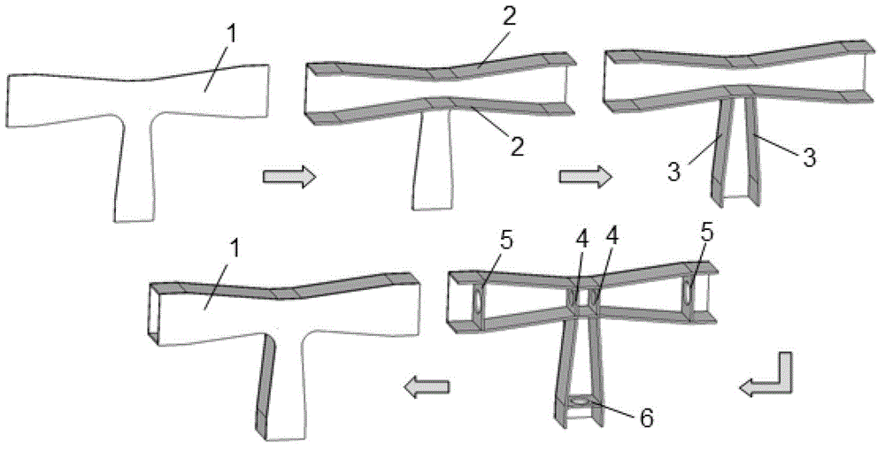 Structure construction and construction method of steel truss bow-tie type integrated node