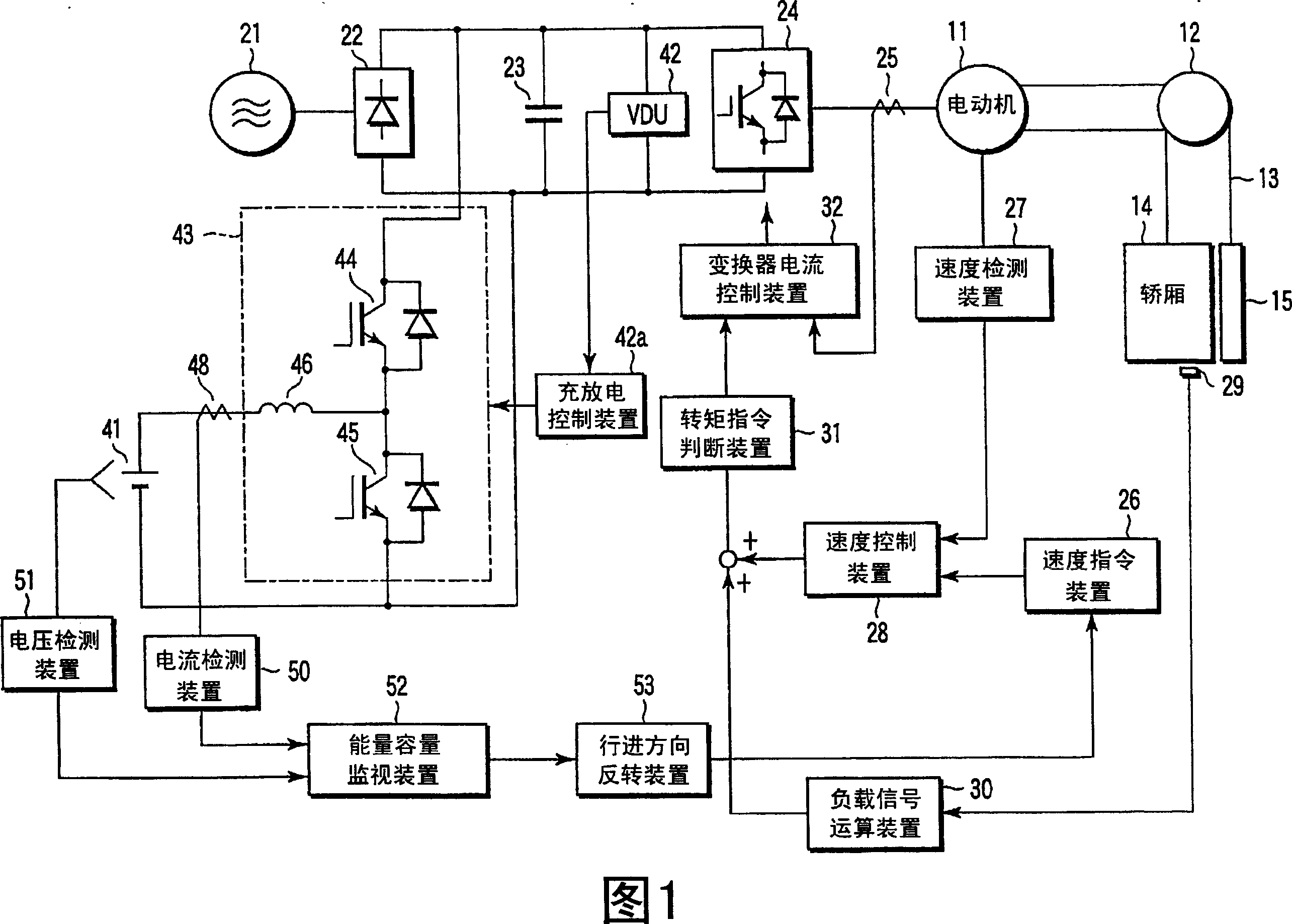 Control device for hybrid drive-type elevator