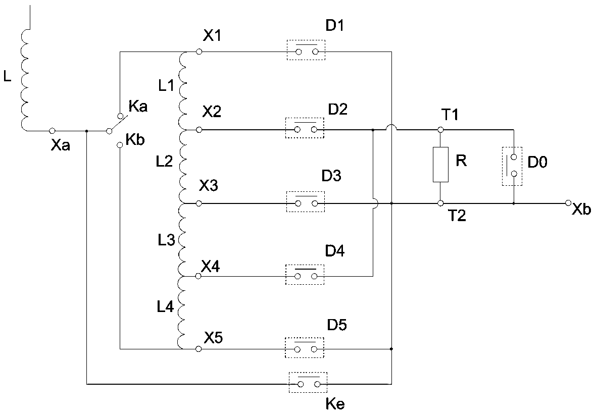 Alternating parallel nine-speed transformer on-load voltage regulation circuit capable of polarity conversion
