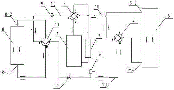 Air conditioner refrigerant circulating system comprising multiple four-way valves and air conditioner