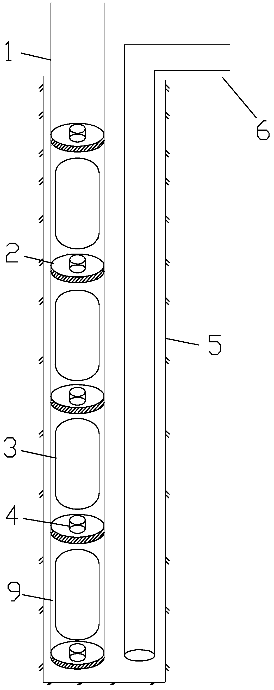 Casing type in-hole instrument positioning and embedding device
