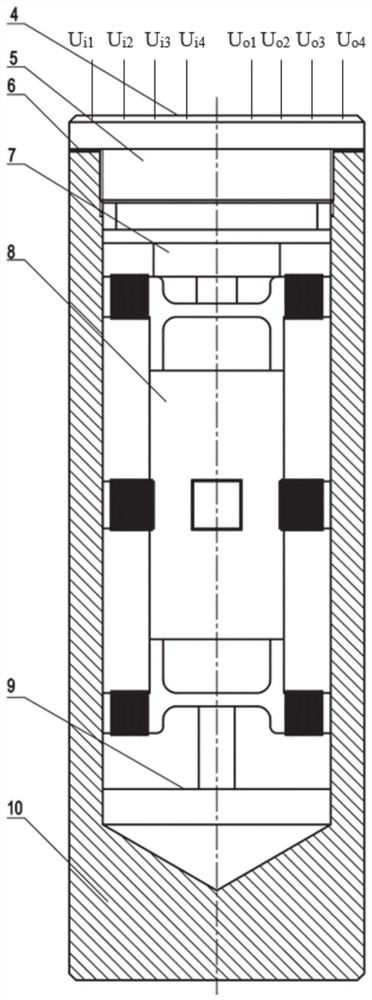 Pin type piezomagnetic sensor and control system comprising same