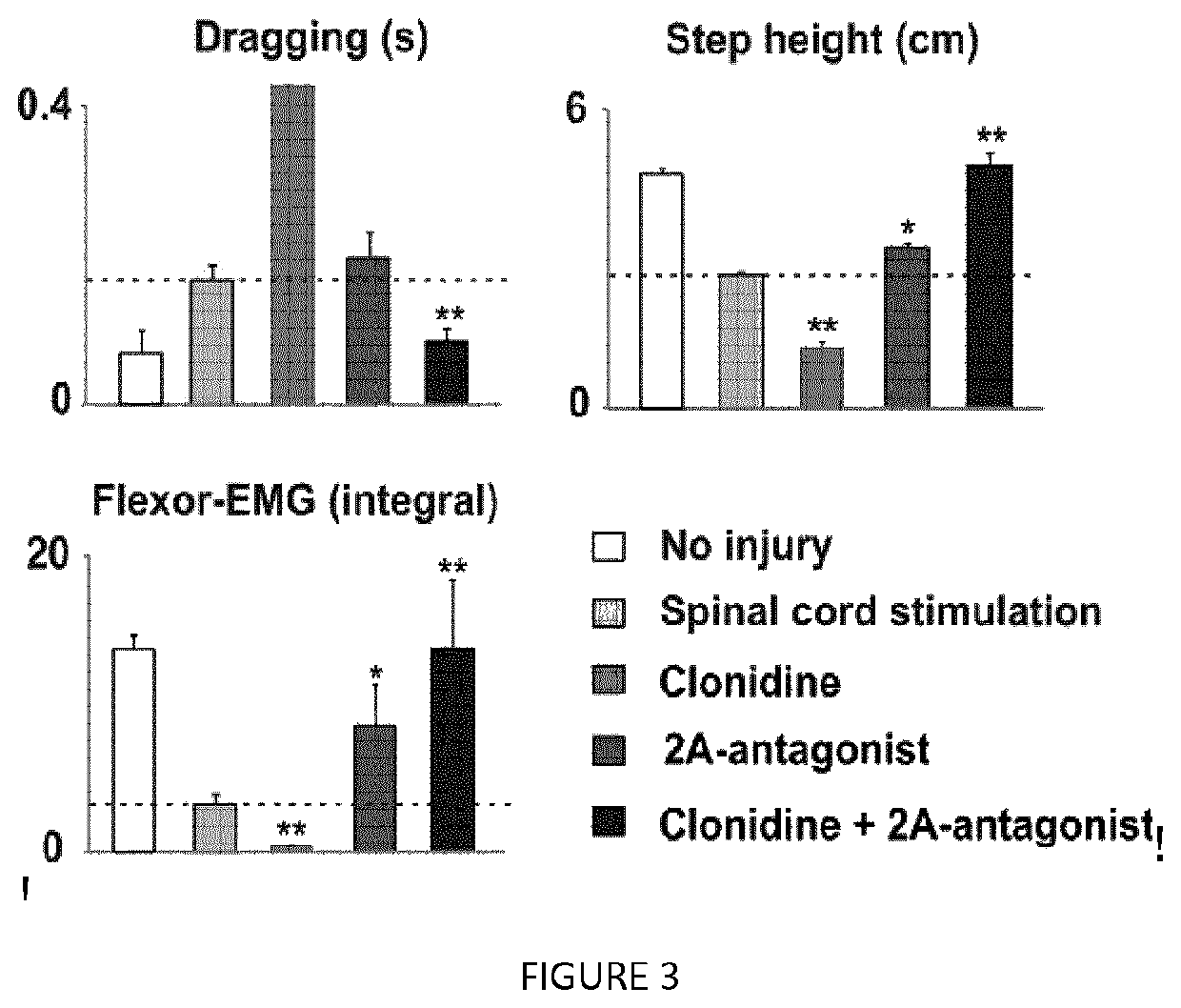 Pharmacological stimulation to facilitate and restore standing and walking functions in spinal cord motor disorders