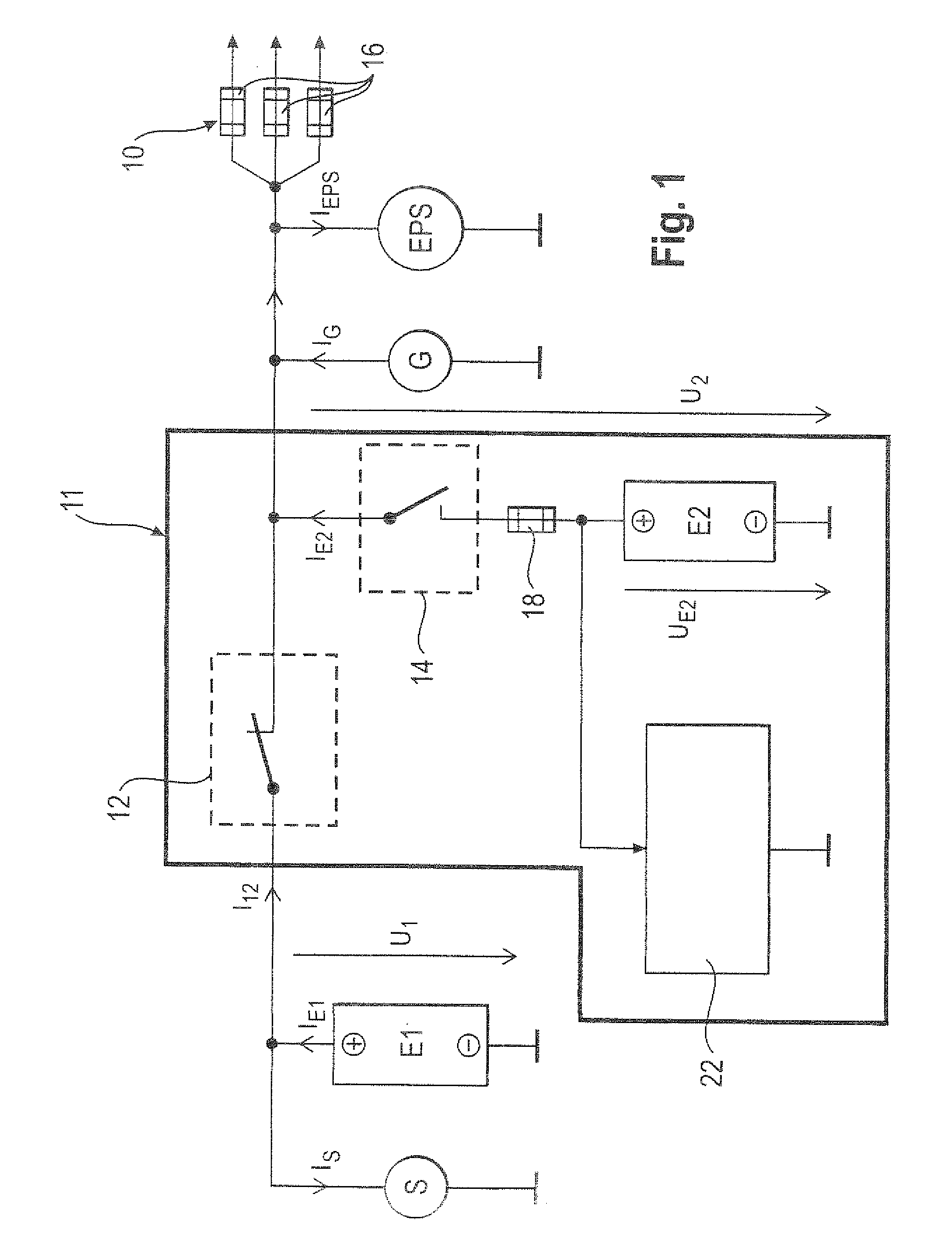 Circuit for voltage stabilization in an onboard power supply