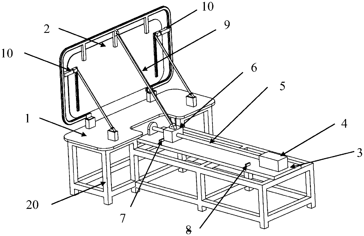 Fatigue testing device for astronautical folding dining table switching time