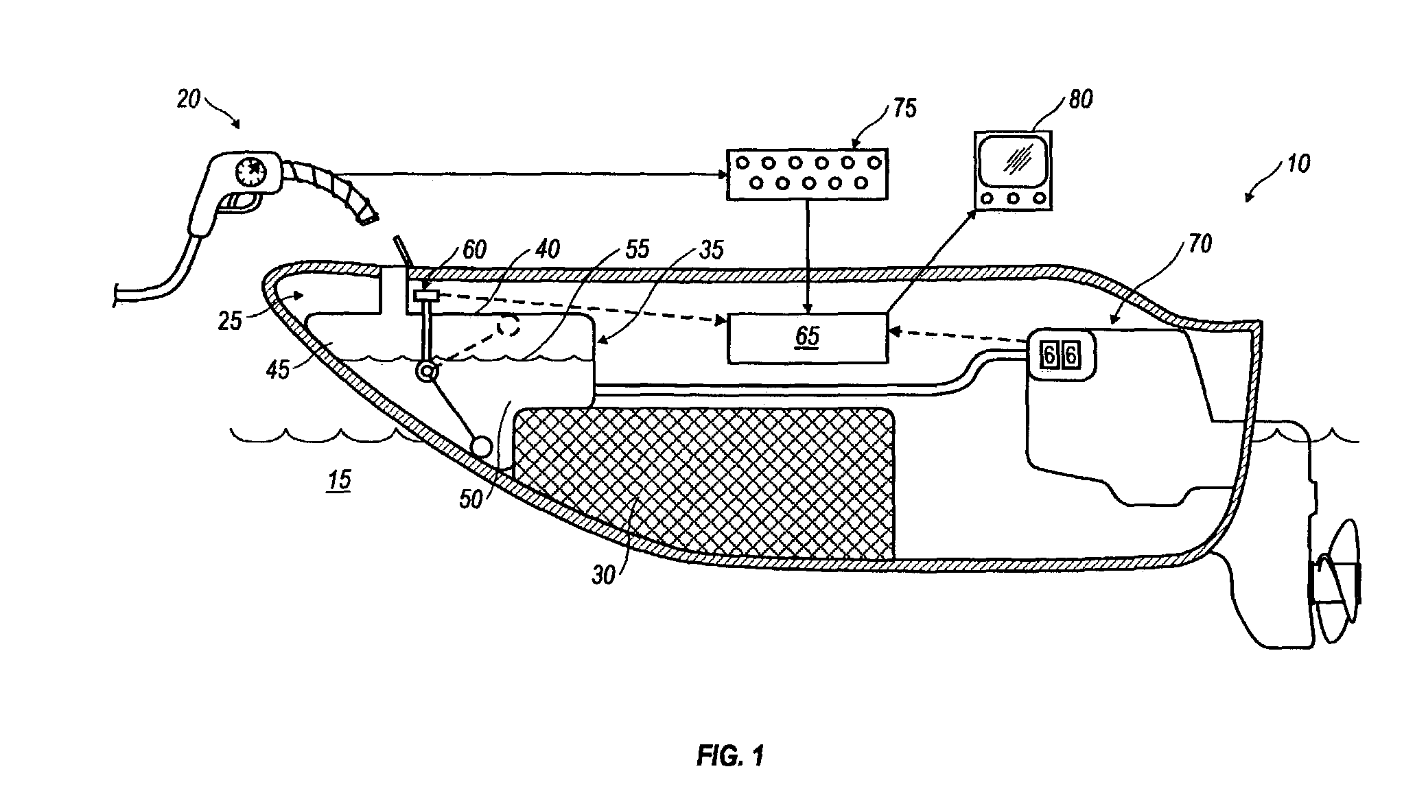 Method and arrangement for indirectly determining fill characteristics of a fluid tank on a marine vessel