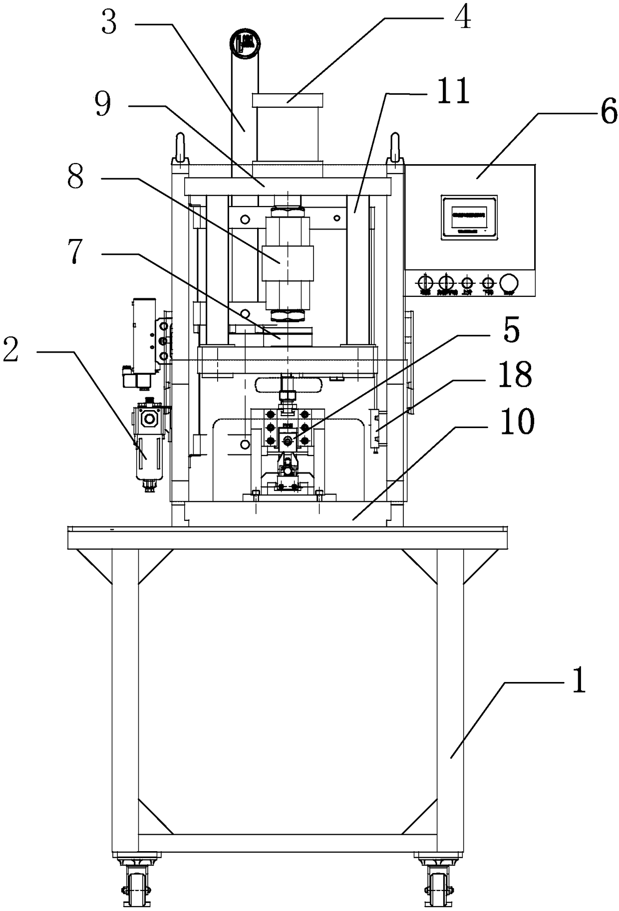 A pressurized press and a wire terminal crimping machine using the press