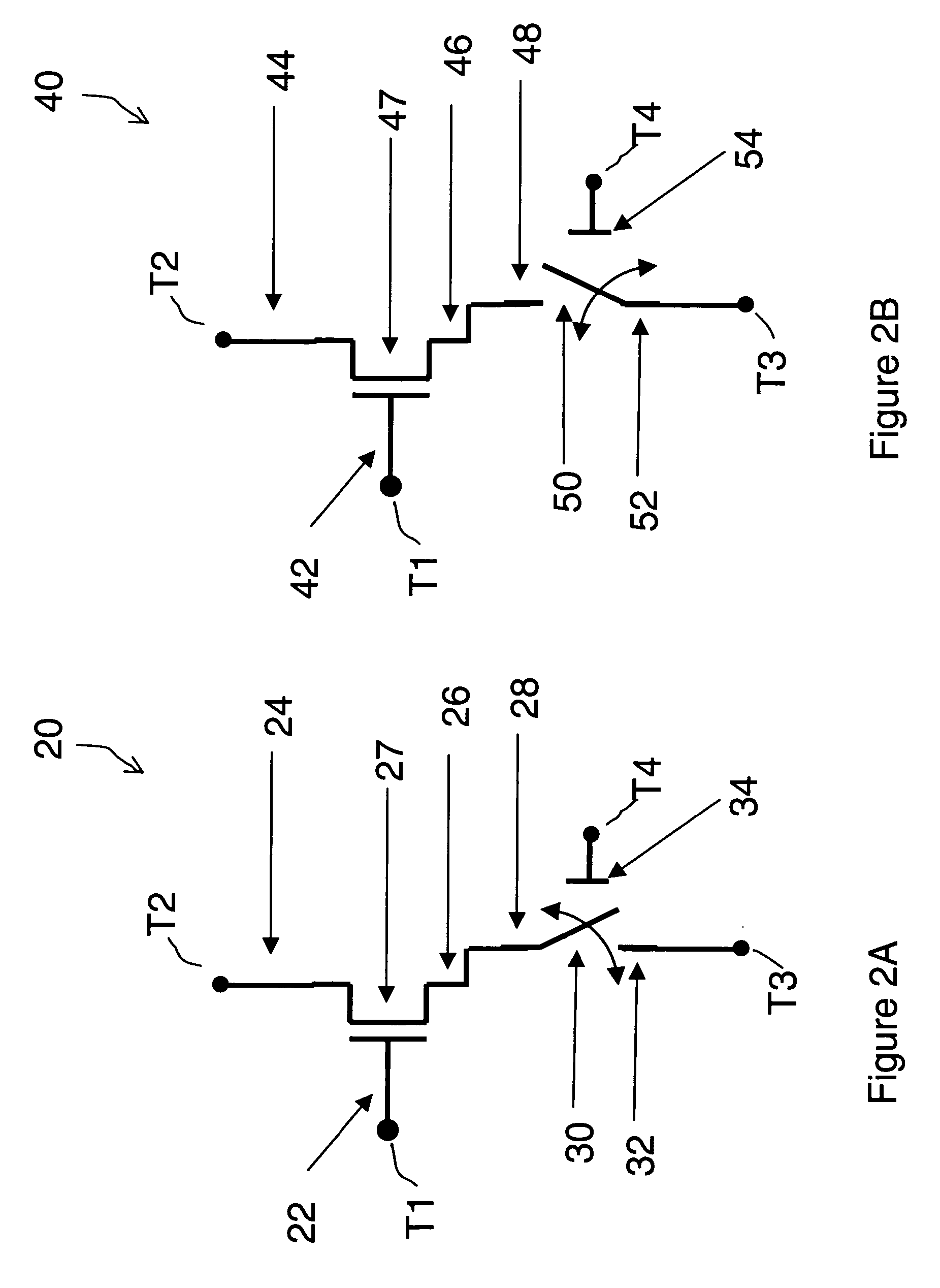 Field effect devices having a gate controlled via a nanotube switching element
