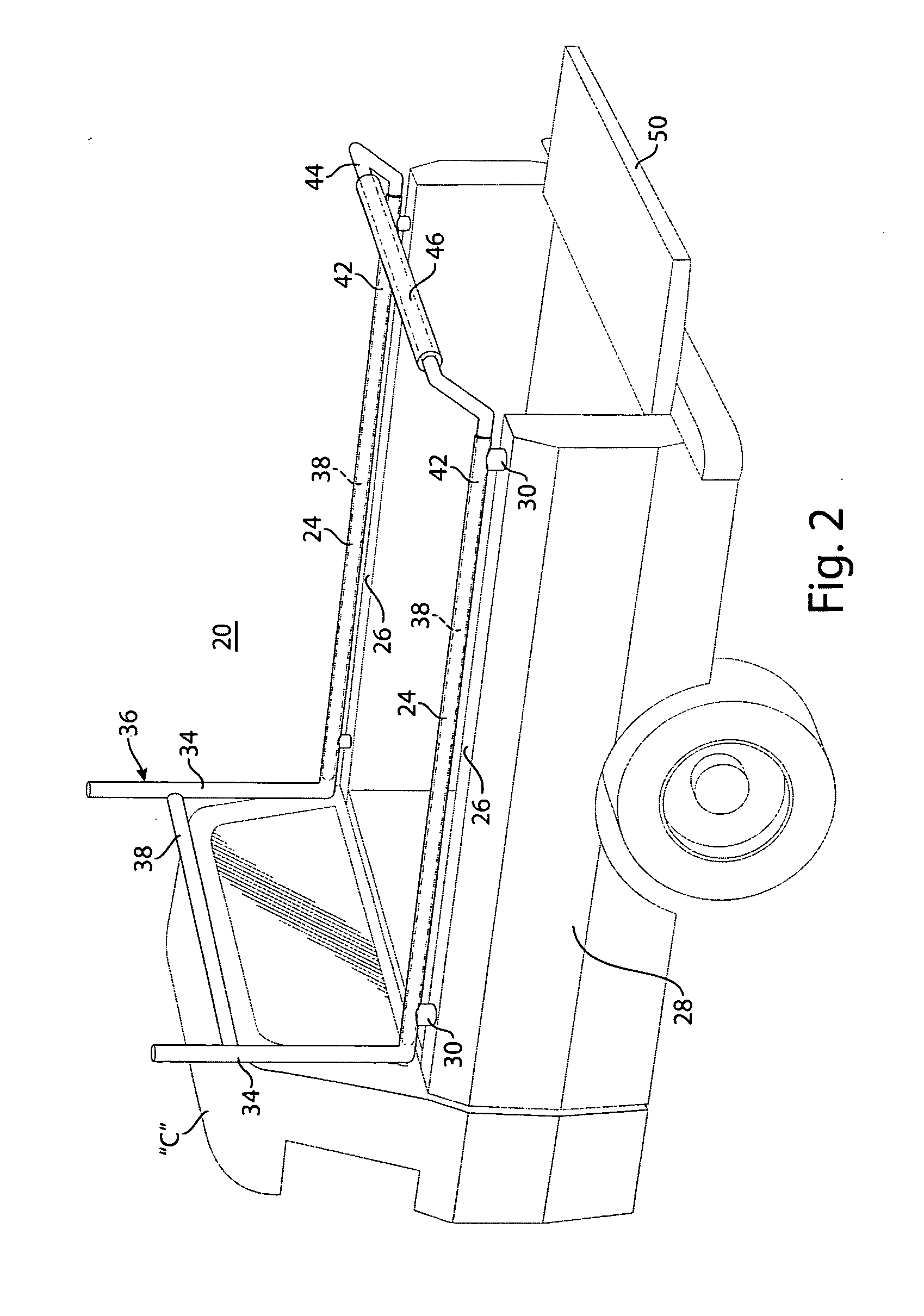 Adaptable support arrangement for a pickup truck