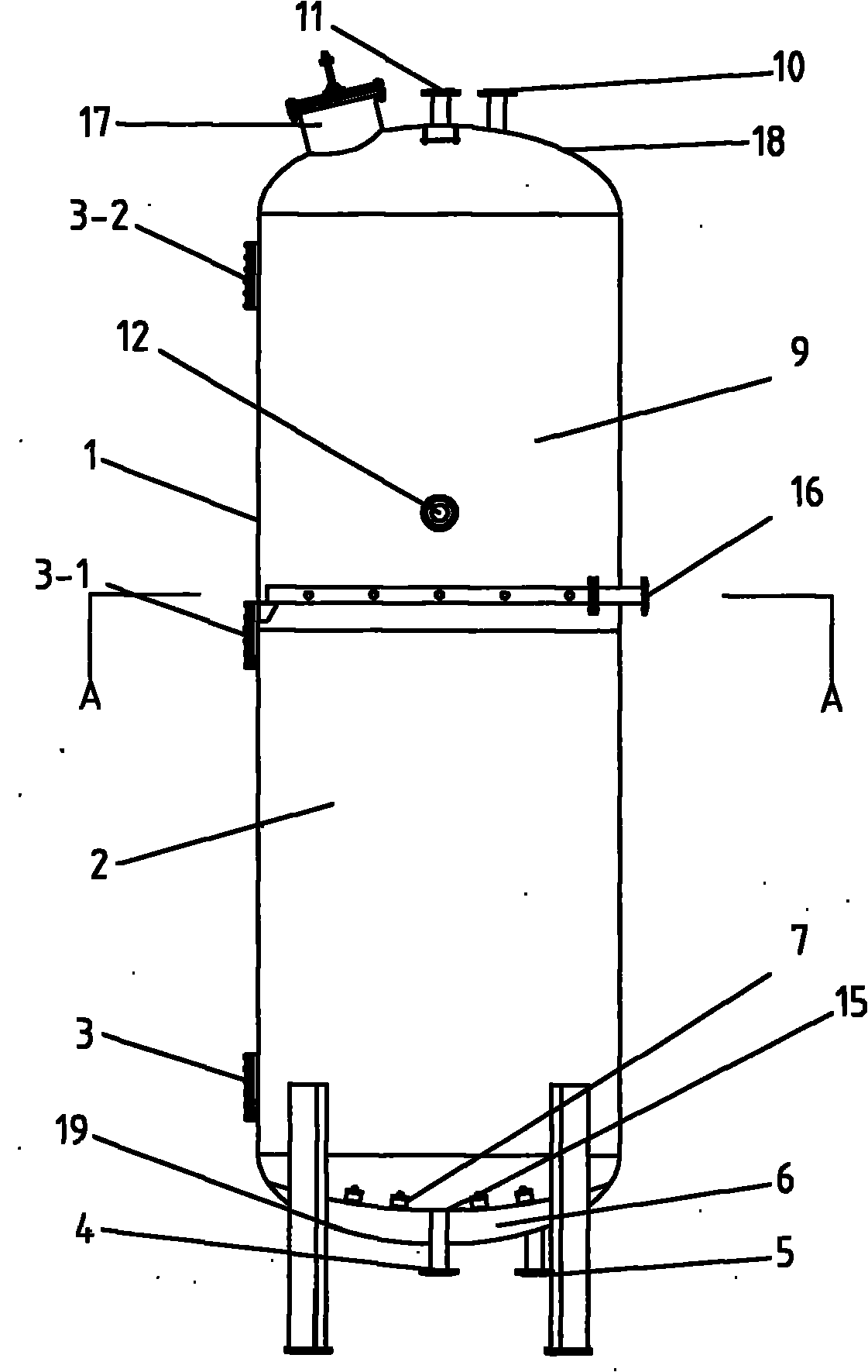 Front-located cation bed cation regenerating column