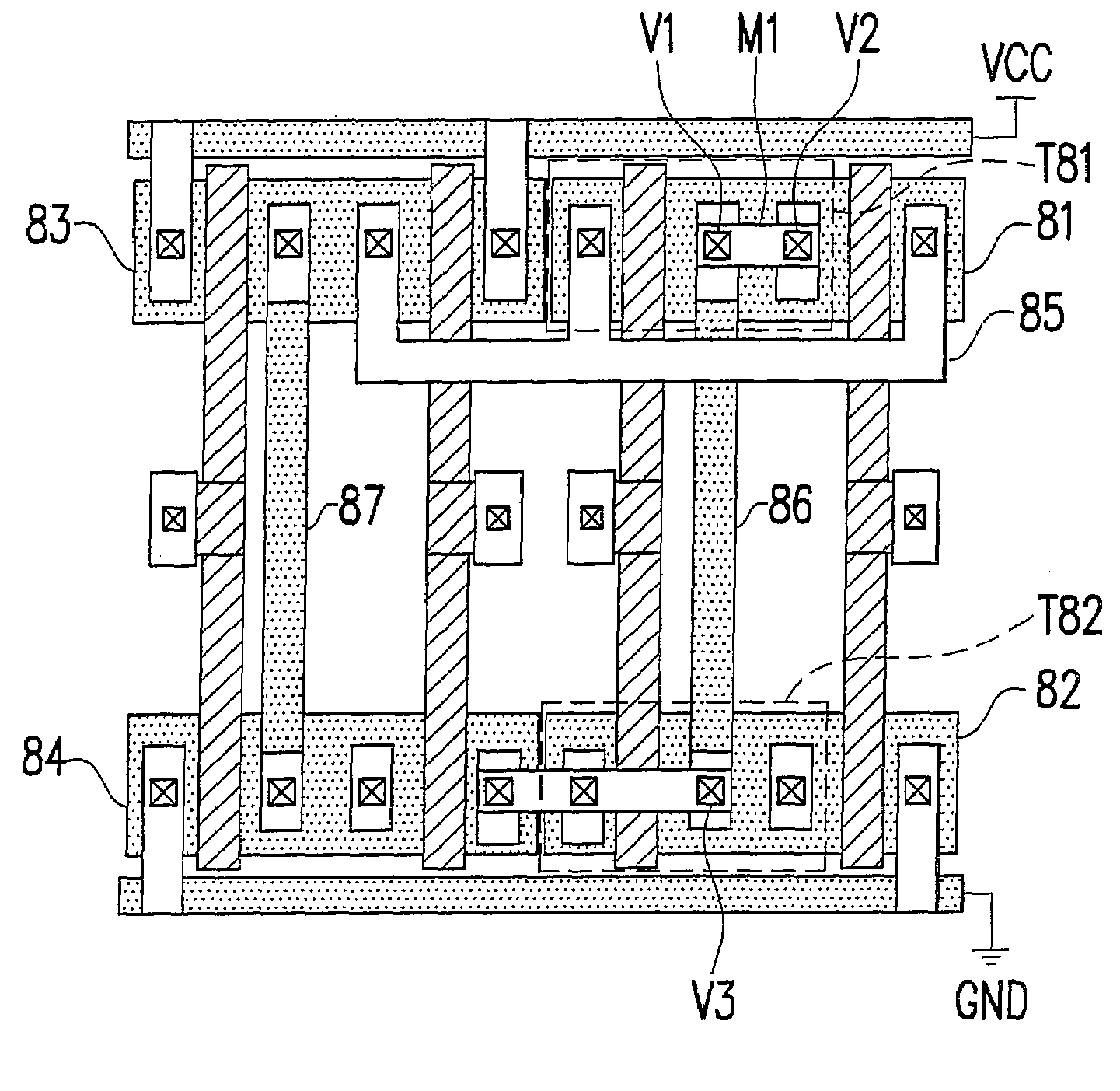 Structured asic layout architecture having tunnel wires