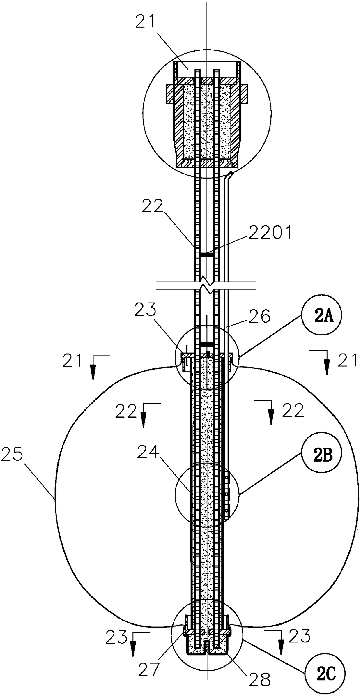 Cabin-type anchoring device and construction method using fiber-reinforced composite materials