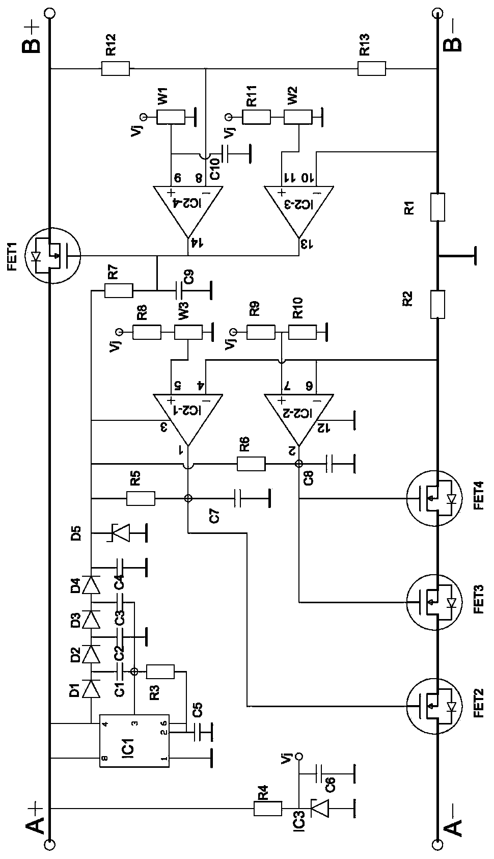 Series-connection current limiting circuit of miner lamp intrinsic safety power supply