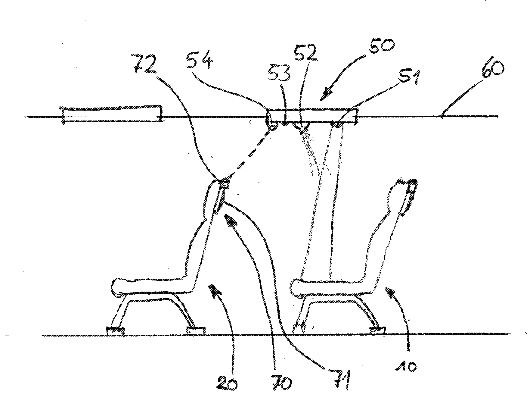 Passenger service device with signal transmission
