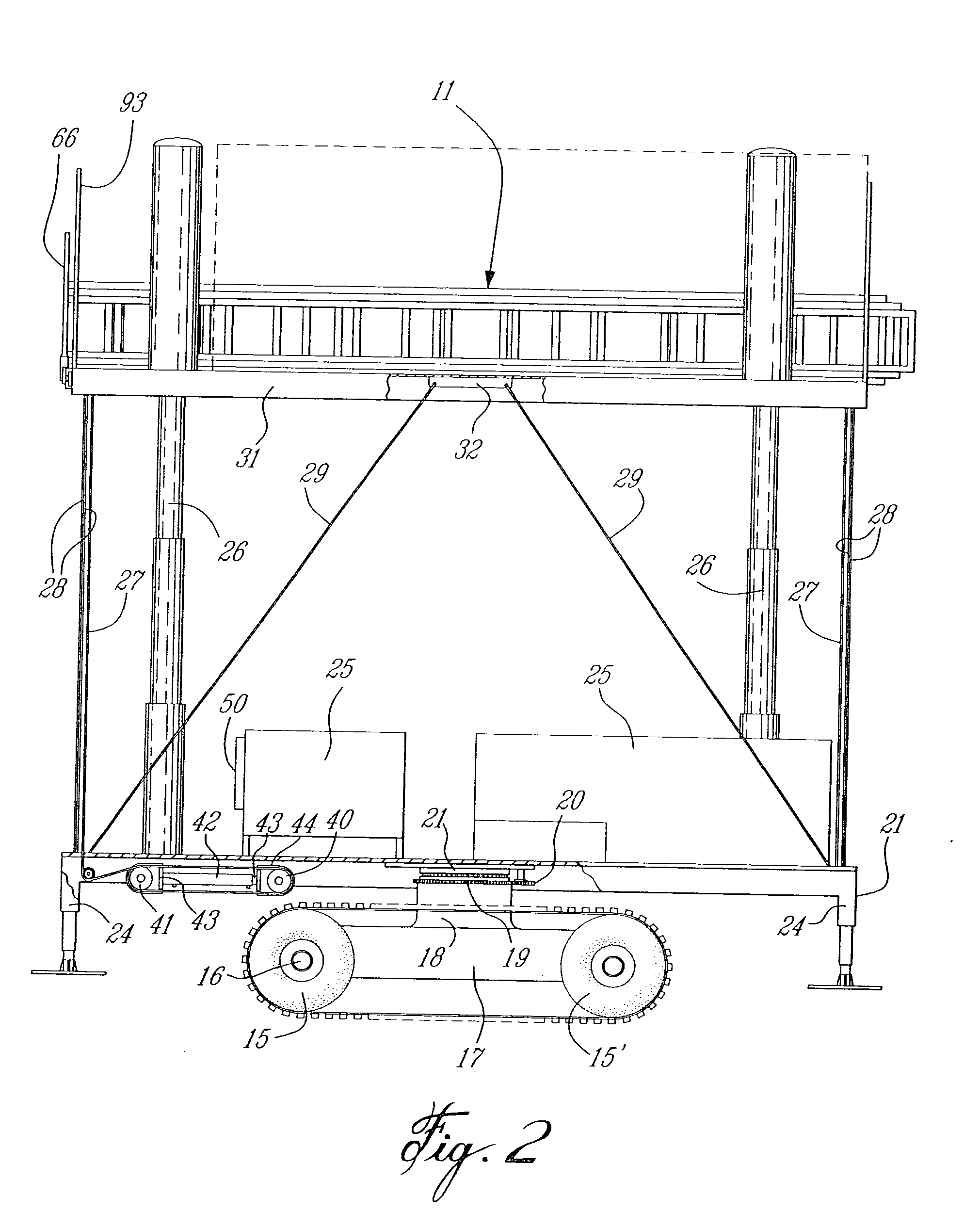 Motorized scaffold with displaceable worker support platform
