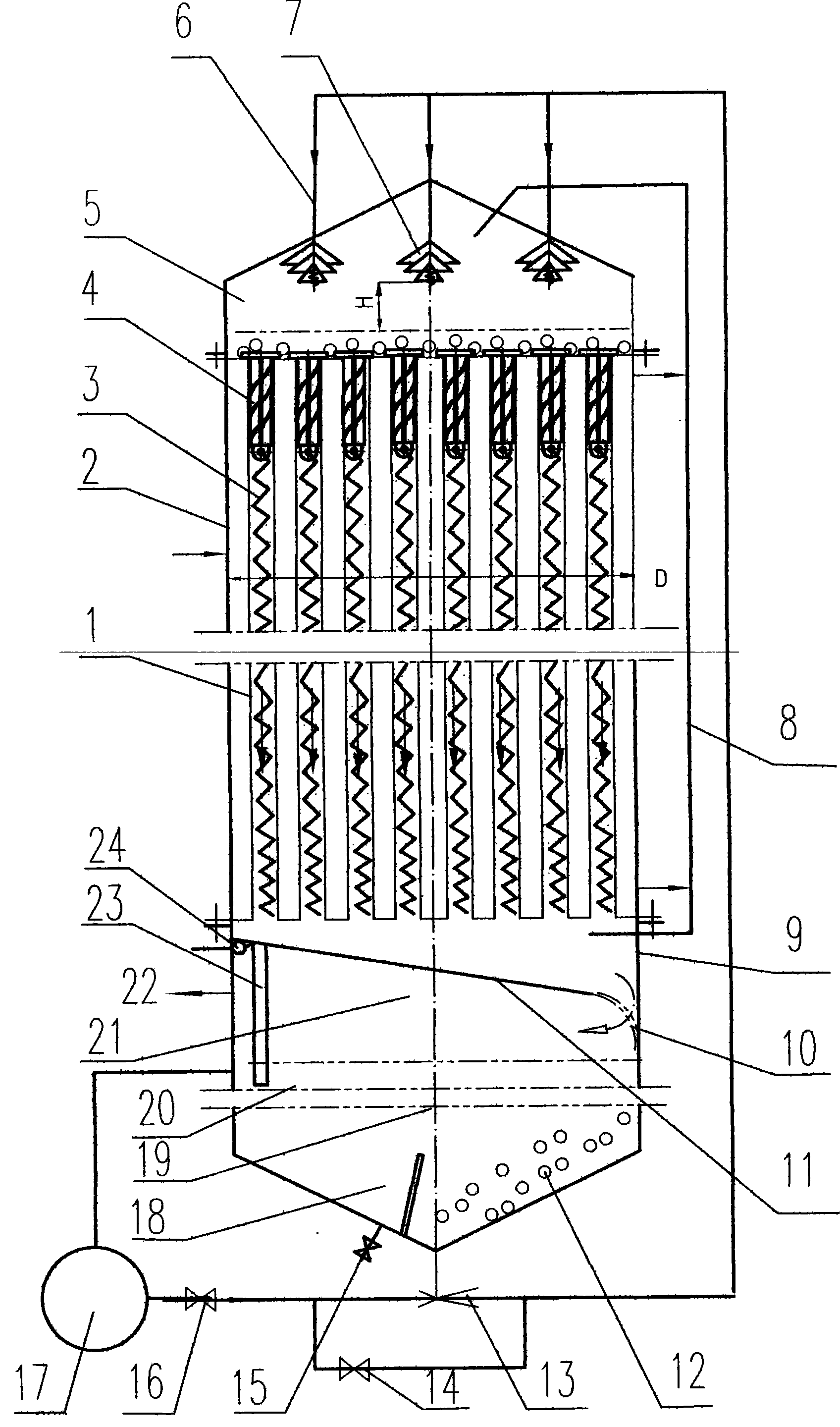 In-tube auto-cleaning antiscale falling-film evaporation device