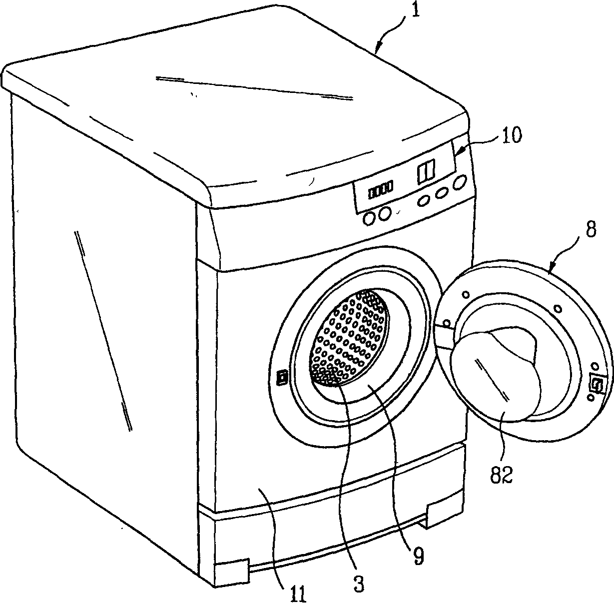 Cabinet door device for rolling drum washing machine