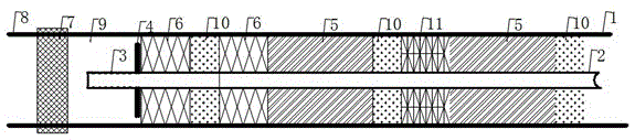 Three-blocking two-segment type grouting sealing hole pressure measuring structure and construction method thereof