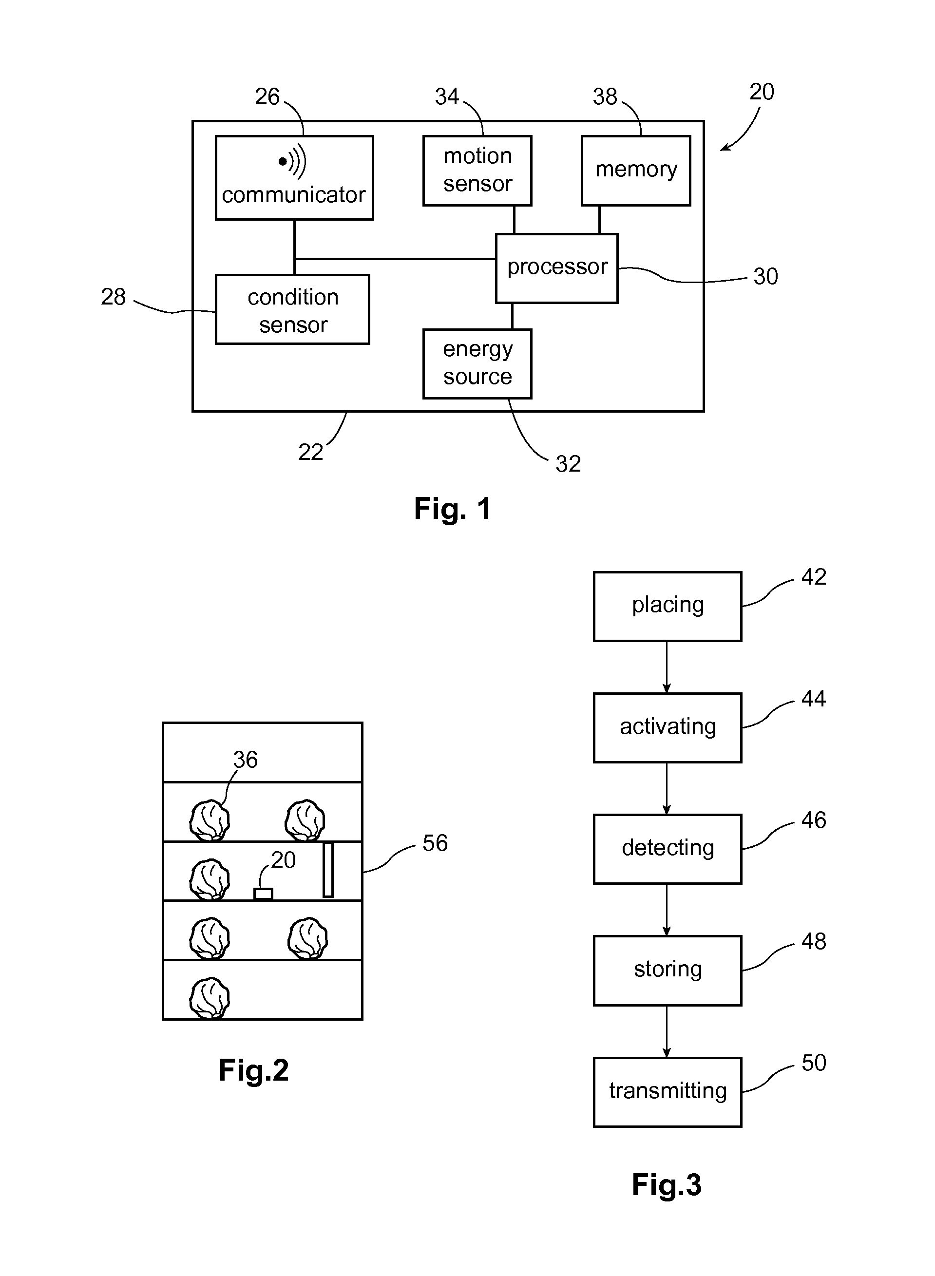 Sensing device and method to monitor perishable goods