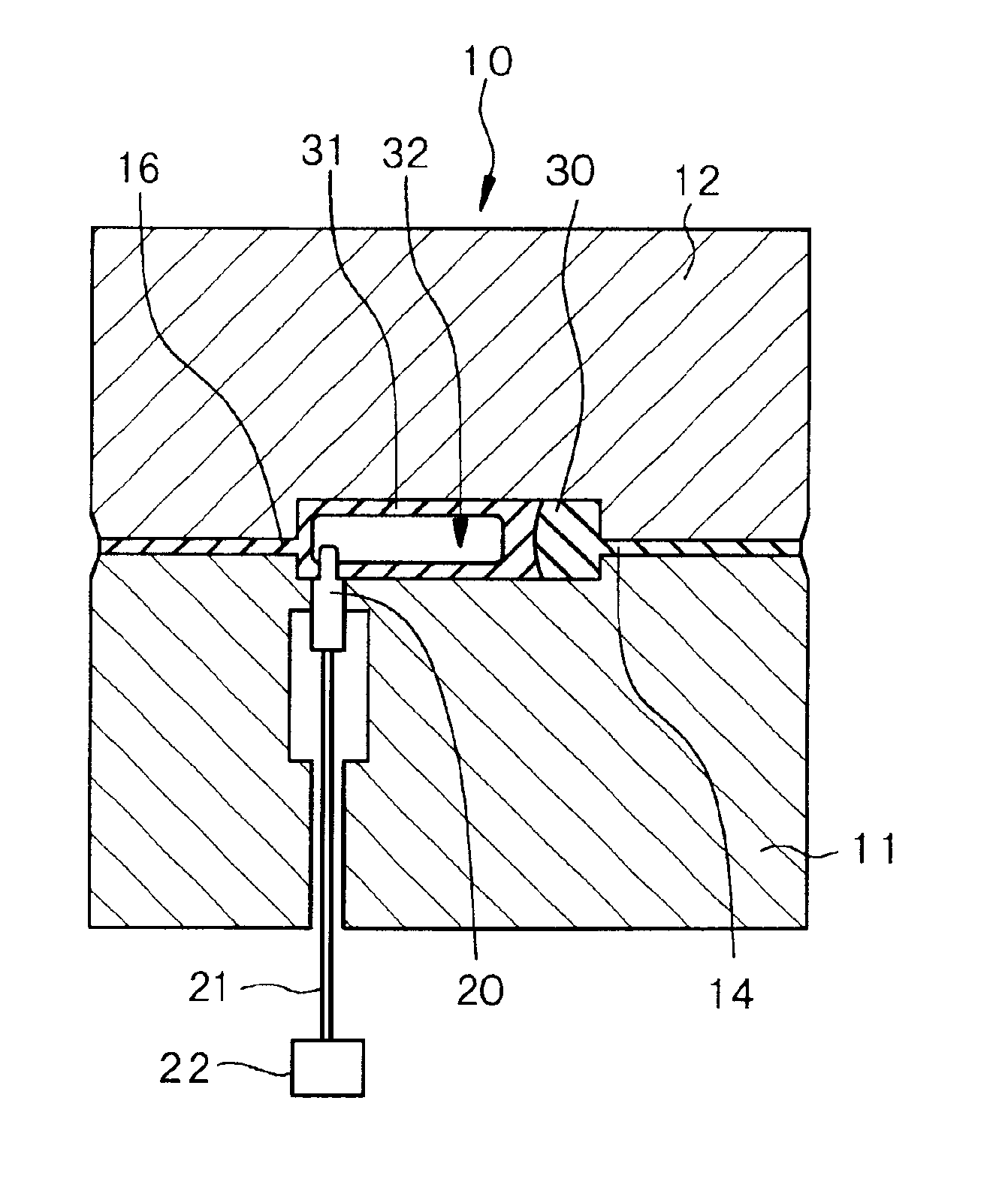 Method for injection-molding an article having a hollow portion