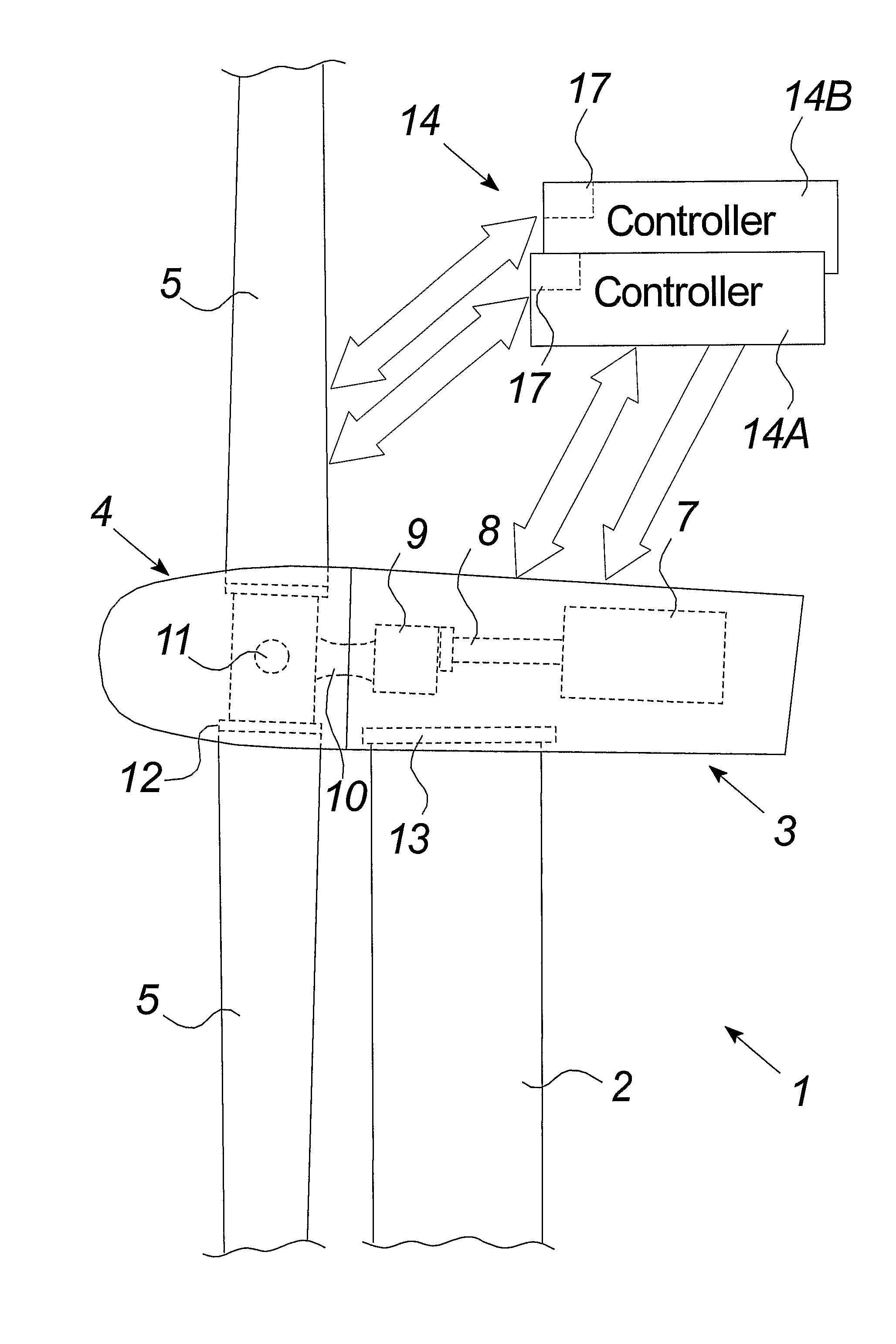 Wind turbine comprising a multiplied redundancy control system and method of controlling a wind turbine