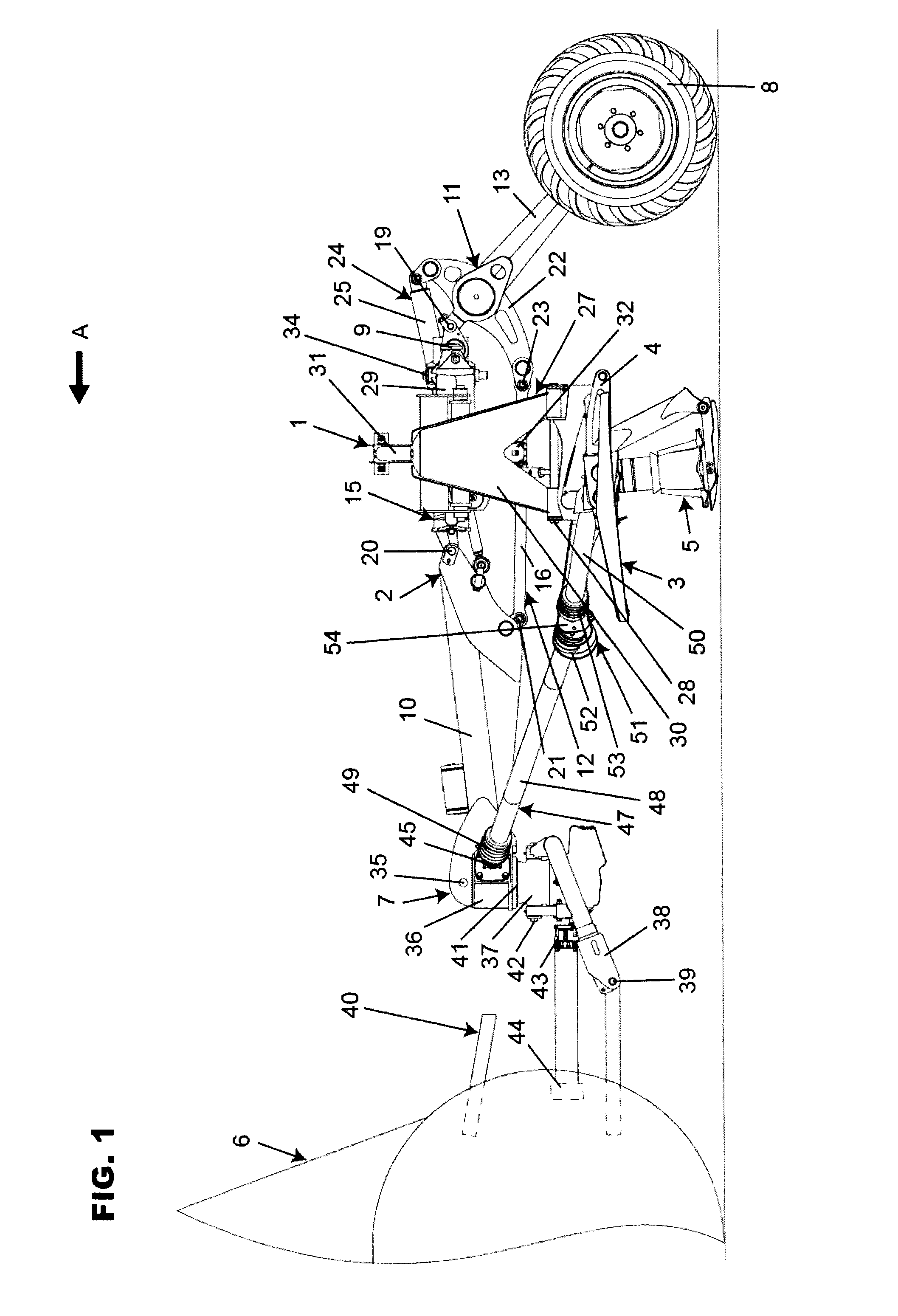 Agricultural machine with a folding device