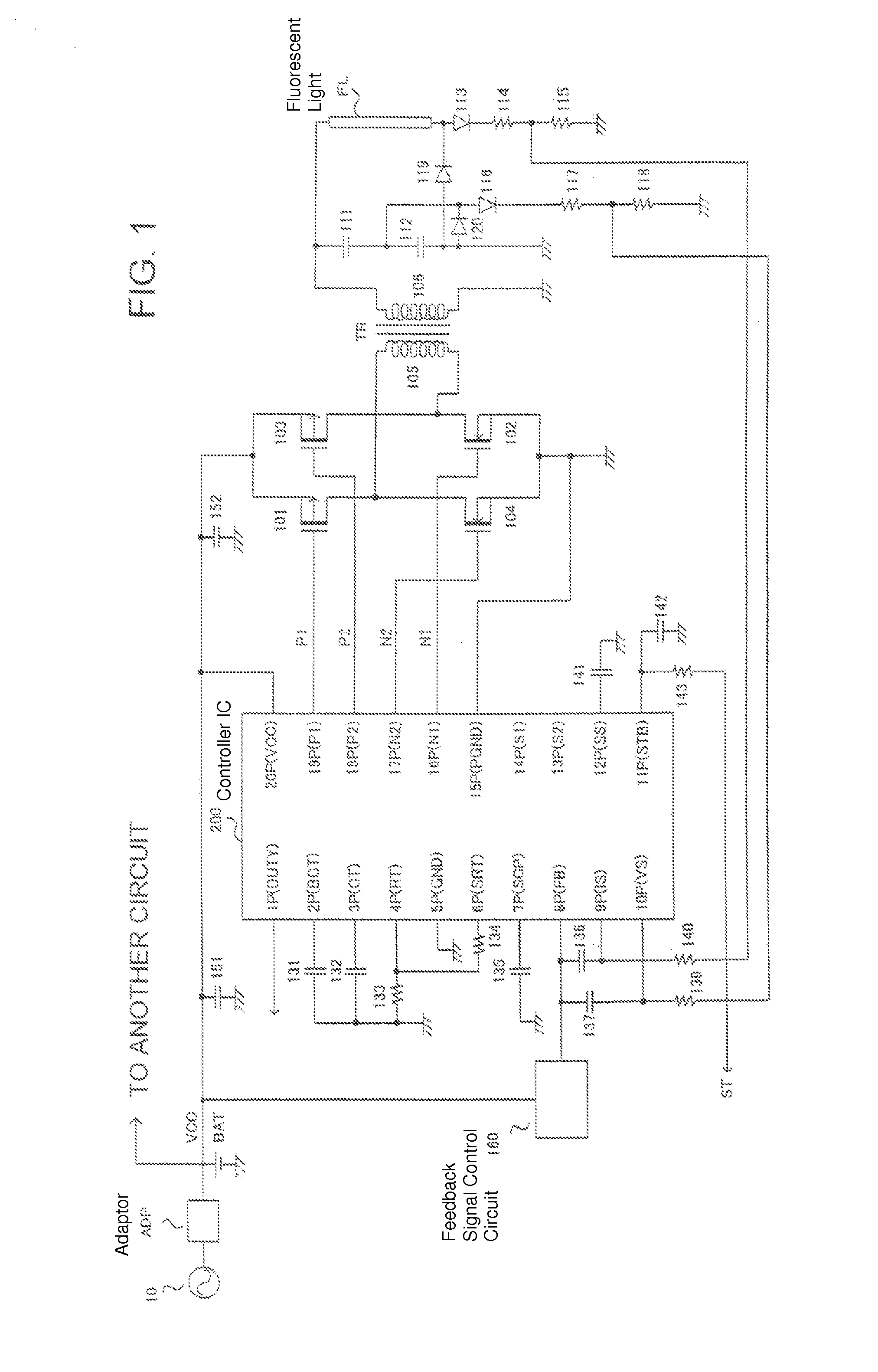 DC-AC converter with feedback signal control circuit utilizing power supply voltage, controller IC therefor, and electronic apparatus utilizing the DC-AC converter