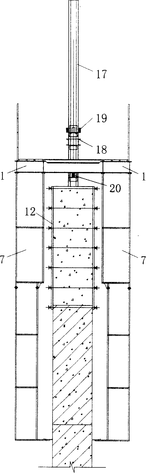 Steel pillar supporting type integral self-lifting steel platform scaffold template system and constructing method thereof