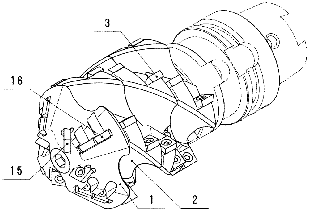 A "pineapple-shaped" milling cutter suitable for in-situ high-speed machining of end-side oblique three-sided machining