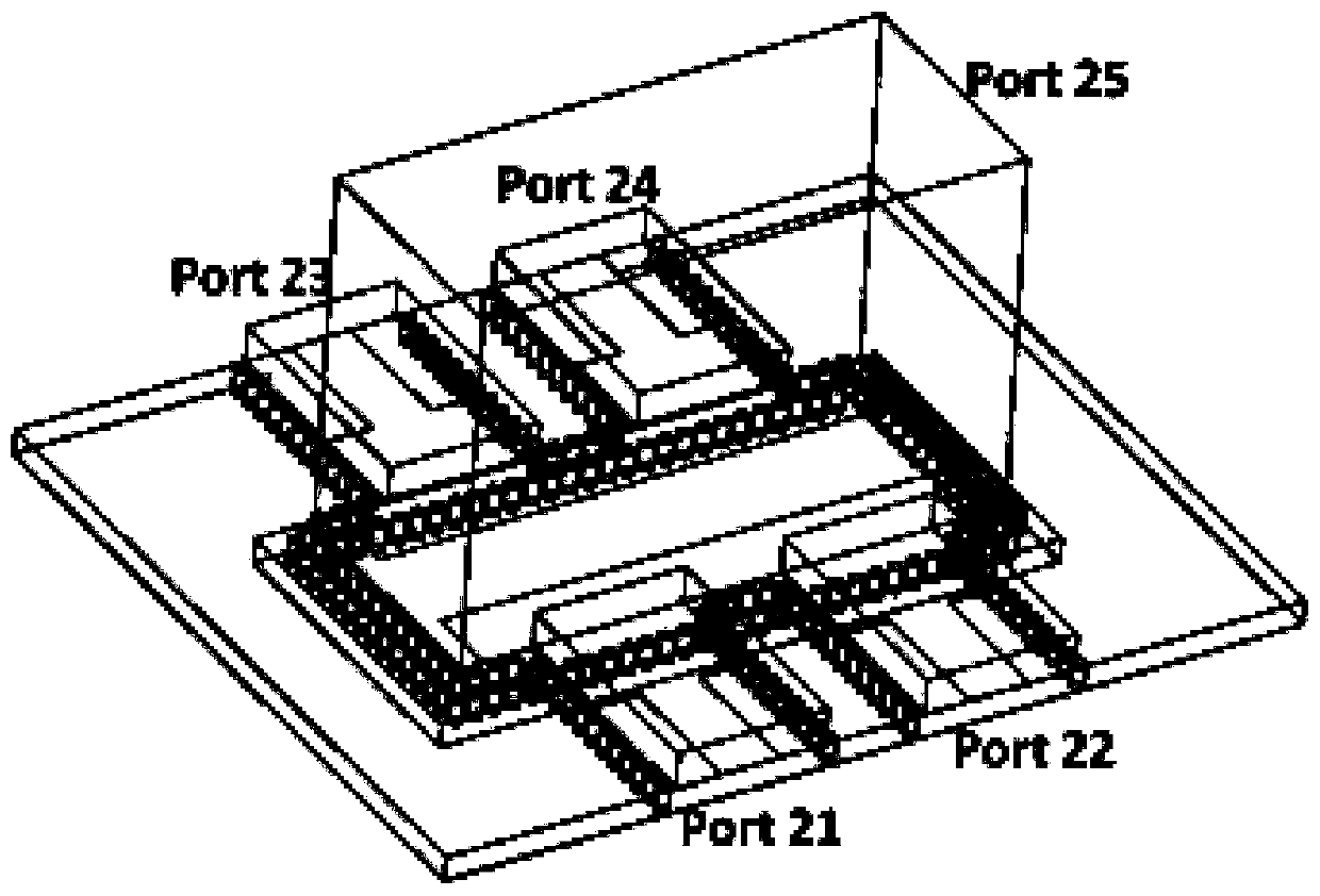 Rectangular waveguide-microstrip power divider and rectangular waveguide matching load