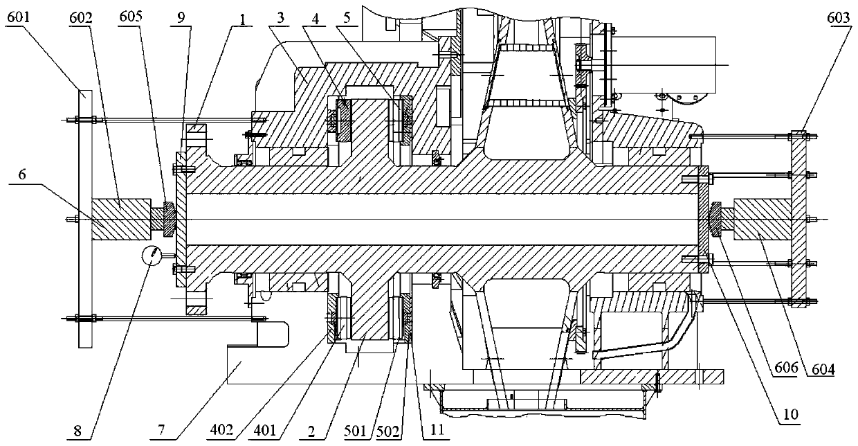 A thrust sliding bearing clearance and contact spot adjustment device and method